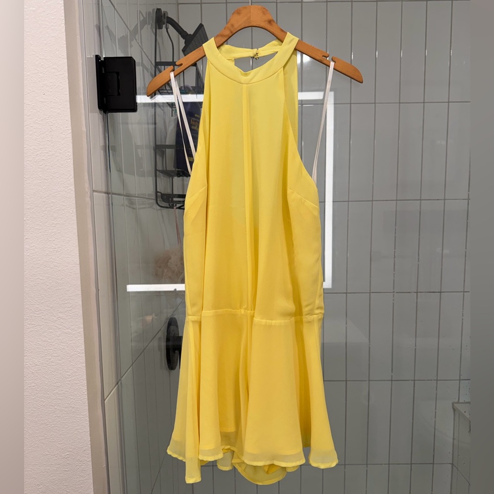 BCBGeneration Lemon Halter Mini Romper - Picture 2 of 4